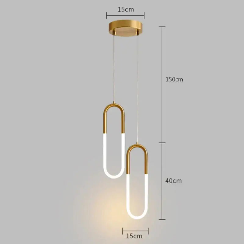 Modern gold ring pendant lights with a sleek white u-shaped design for minimalist dining room decorbites gold ring fixture