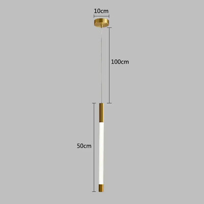 A modern gold ring pendant light with gold-toned metal caps and a translucent tube for minimalist dining room decorbites lighting