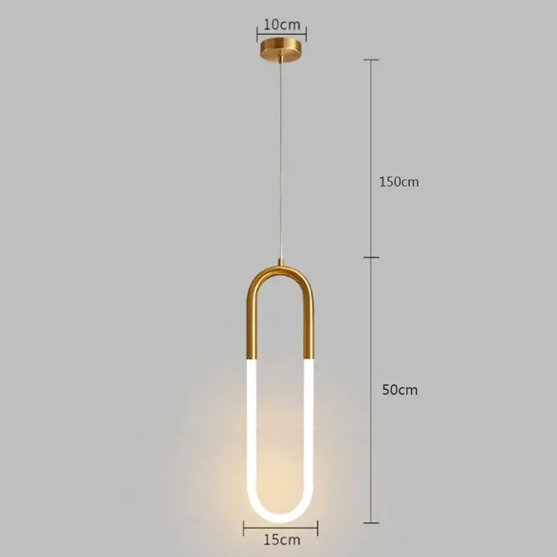 Modern gold ring pendant light with u-shaped gold-toned metal and illuminated white led strip for dining room decorbites gold ring pendant lights