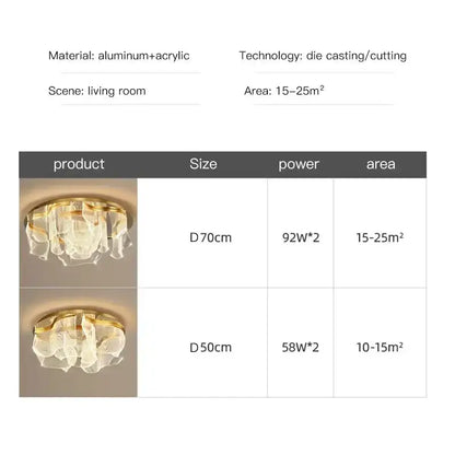 Modern gold ripple led ceiling chandeliers featuring a cascading crystal acrylic design for luxury dining rooms ceiling lights