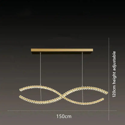 Modern gold s-shaped decorbites crystal led pendant dining room light with elegant double-loop design and crystal accents