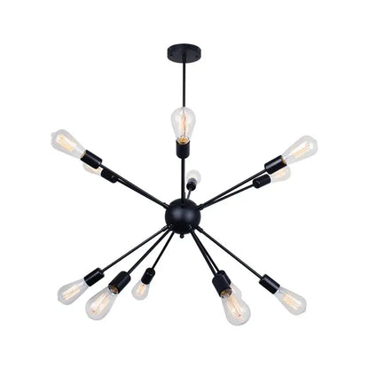 Black metal chandelier pendant light with multiple exposed filament bulbs decorbites gold satellite pendant for living room