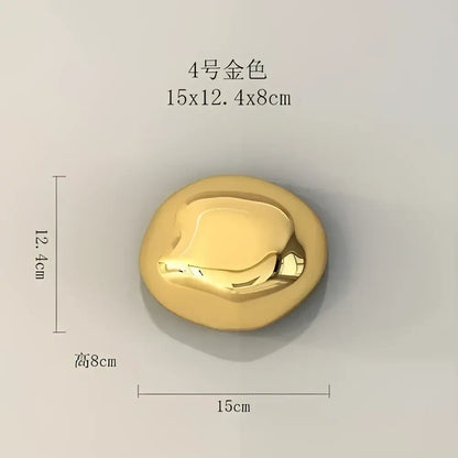 Golden smooth oval 4-numbered button with polished metallic finish for modern stone wall ornaments living room decor