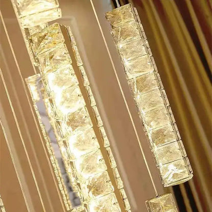 Modern gold and silver decorbites crystal chandelier with rectangular faceted glass blocks for dining room lighting