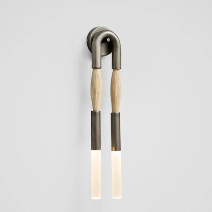 Modern gold and silver decorbites designer tassel wall lamp with brushed metal u-shaped base and frosted glass diffusers