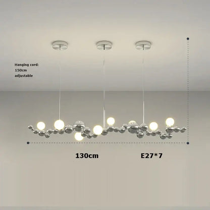 Modern gold and silver dimmable led hanging pendant light with chrome finish and spherical bulbs for dining room decorbites dimmable led