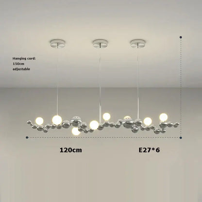 Modern silver metallic pendant light with dimmable led bulbs cluster for dining room decorbites dimmable led hanging