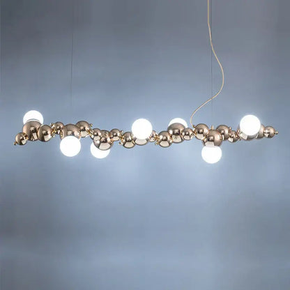 Modern gold and silver dimmable led pendant light with polished spherical bulbs for dining room decorbites dimmable led hanging