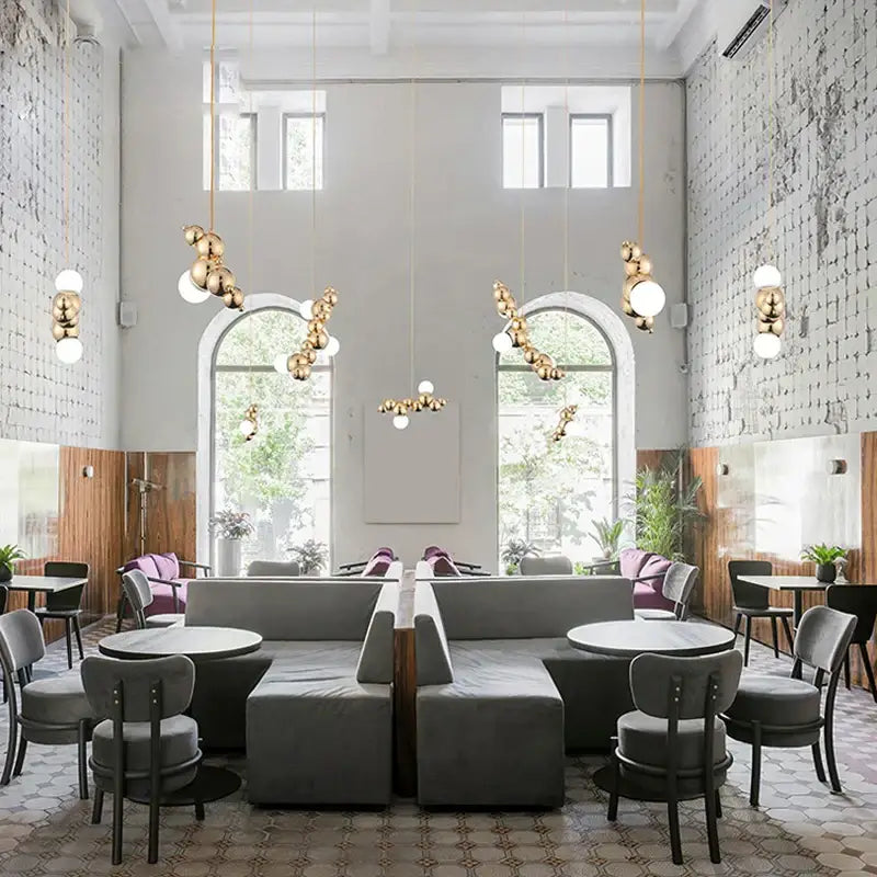 Modern gold pendant light featuring decorbites dimmable led spherical design for dining room hanging decor