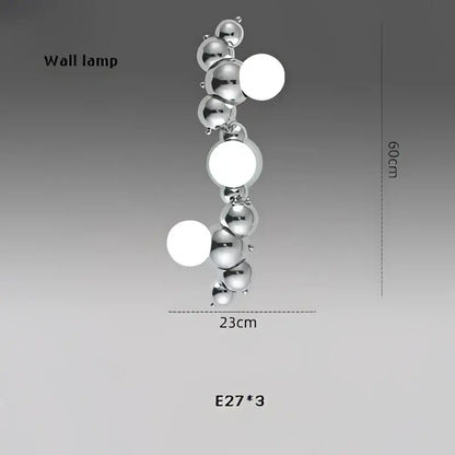 Modern gold and silver dimmable led hanging pendant light with silver spherical wall lamp and three e27 bulbs decorbites dimmable led