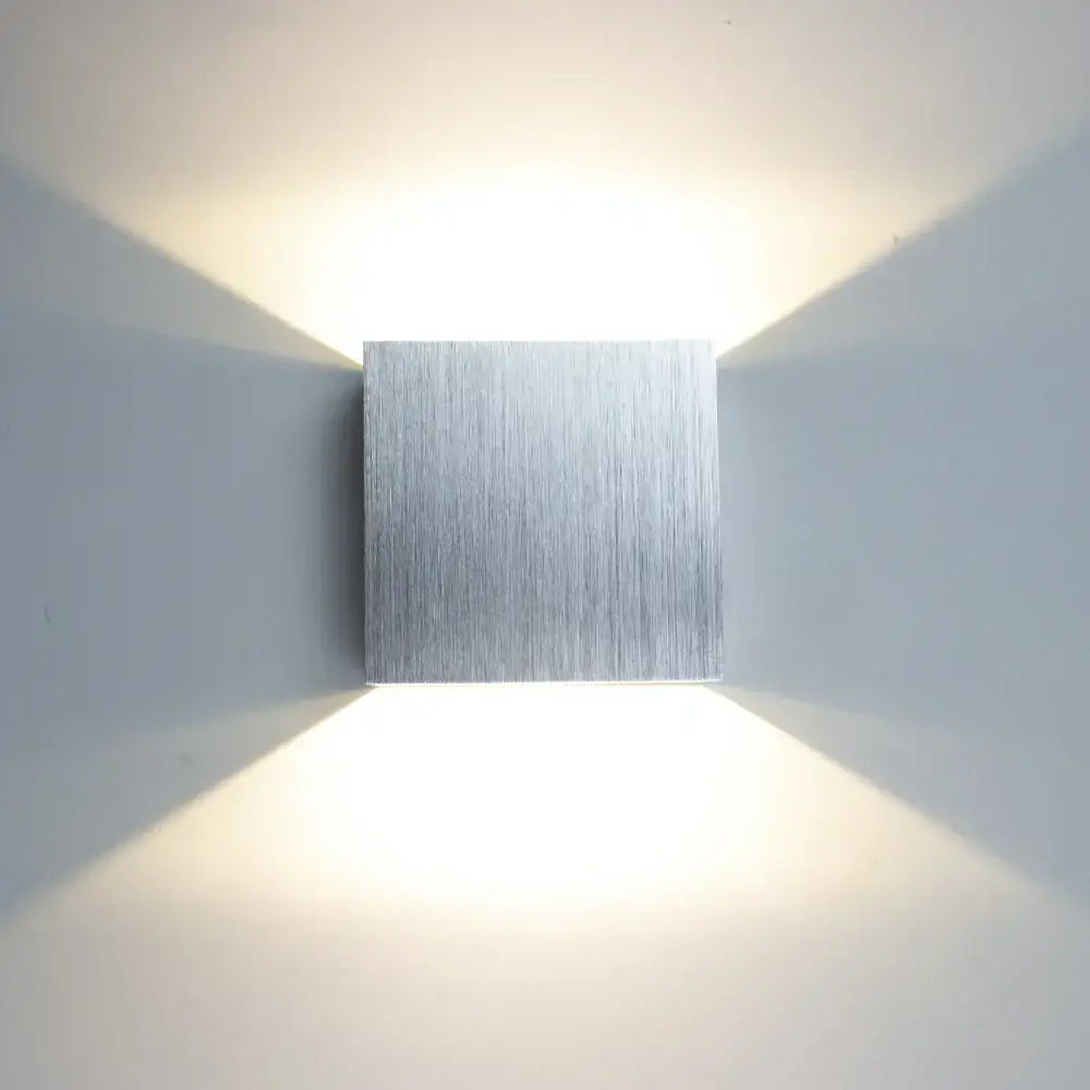 Silver brushed aluminum square wall sconce modern minimalist wall lamp for bedroom home decor wall lights