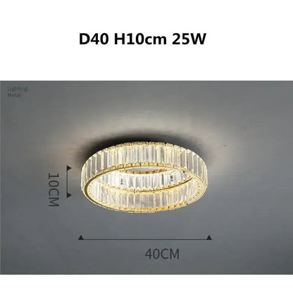 Modern gold steel led dimmable circular ceiling light fixture with crystal rods for bedroom decorbites gold steel design
