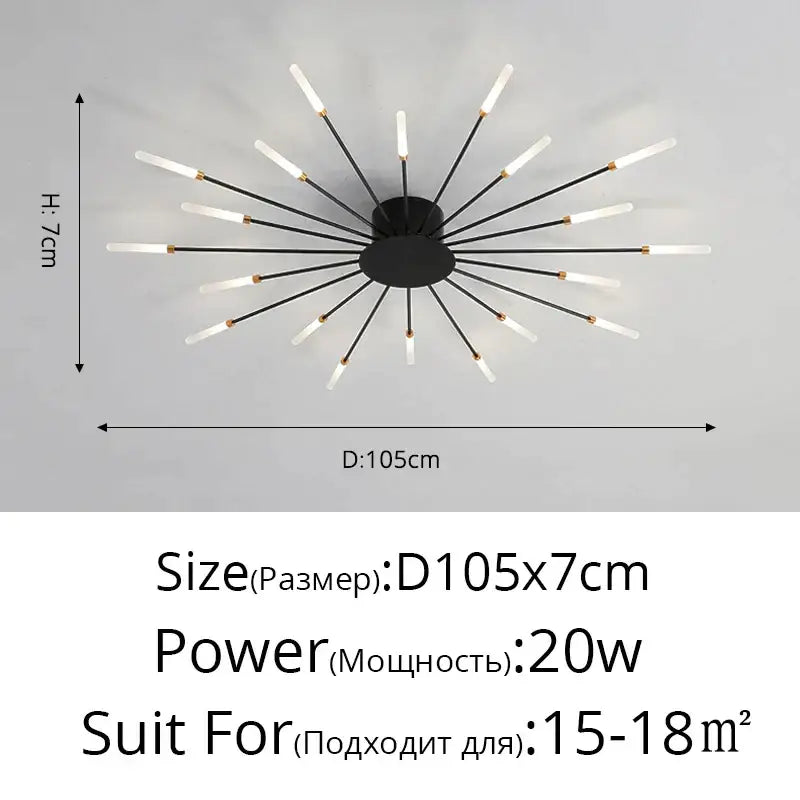 Black modern ceiling light fixture with slender arms and frosted glass bulbs for decorbites acrylic led ceiling lights