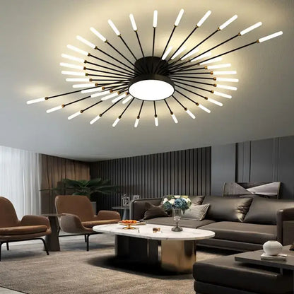 Modern black and gold sunburst acrylic led ceiling light with glowing rods for bedroom decorbites acrylic led ceiling lights