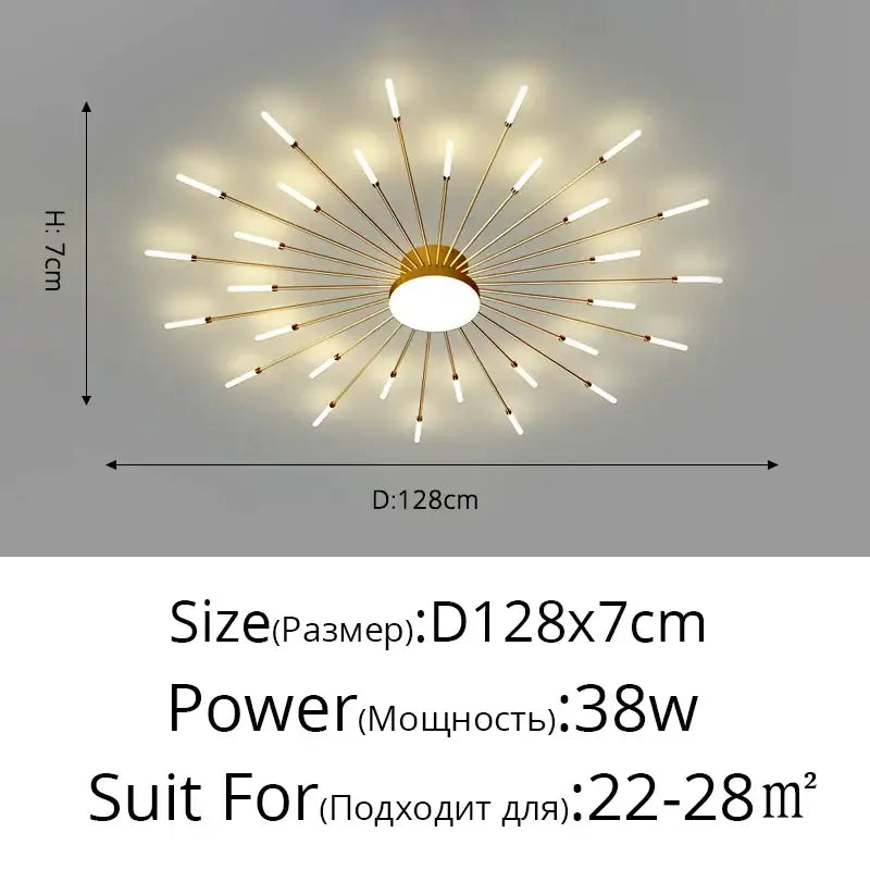 Modern gold sunburst acrylic led ceiling lights with white bulbs from decorbites acrylic led for bedroom decor