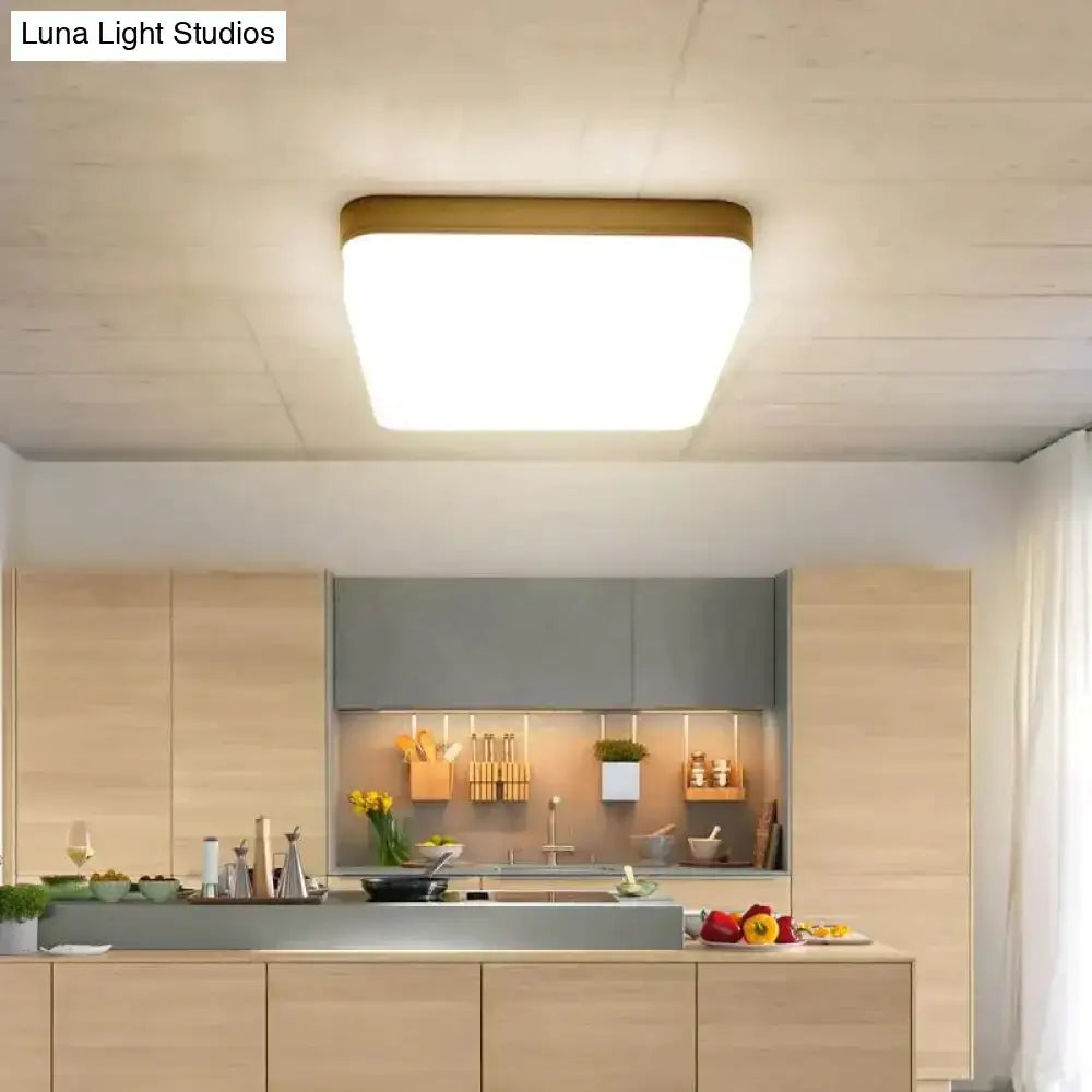 Modern rectangular surface mounted led ceiling light with warm gold frame and soft white panel available in 18w 24w 36w 48w