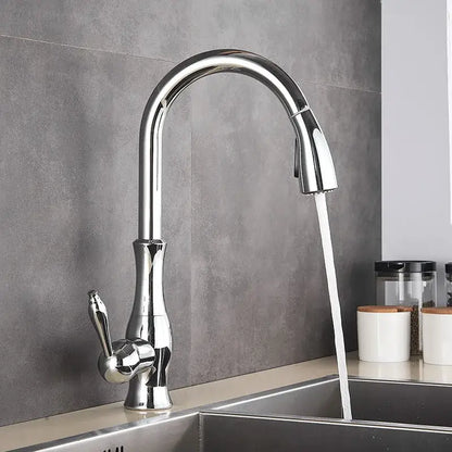 Modern decorbites gold swivel kitchen faucet with chrome finish sleek arched spout and pull-down spray head
