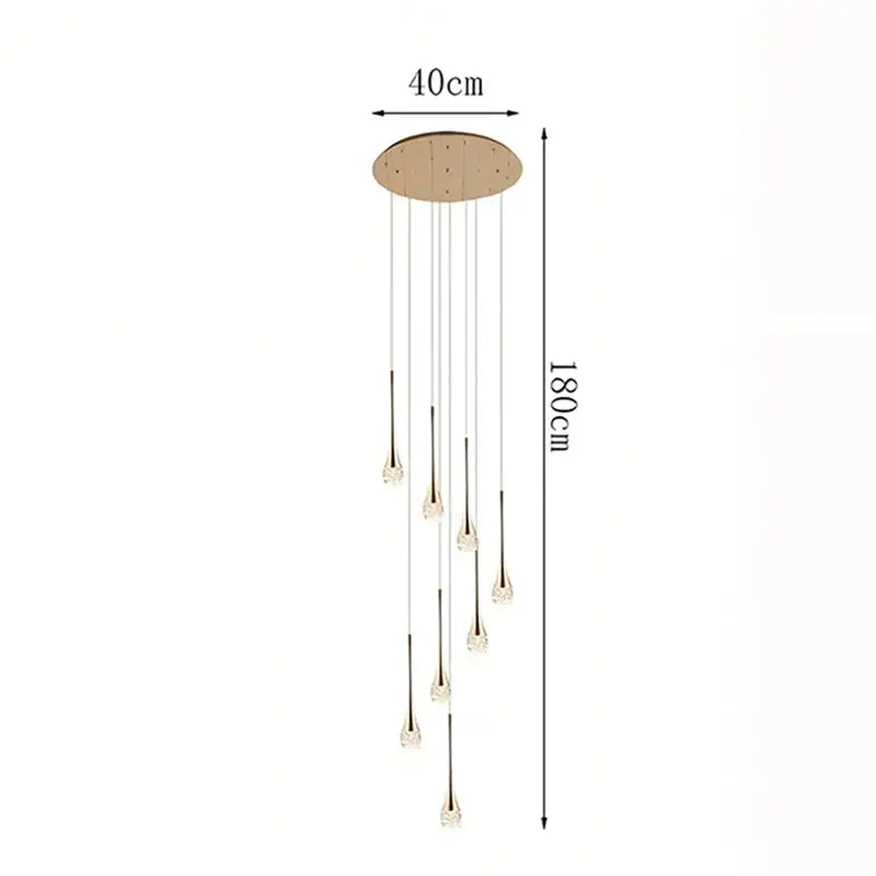 Modern gold teardrop crystal pendant light with multiple crystal droplets for dining room pendant light fixture