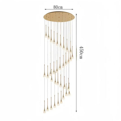 Modern gold teardrop crystal pendant light with cascading crystal pendants for dining room illumination