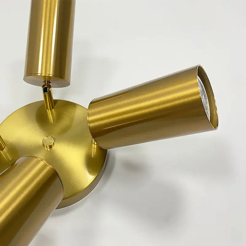 Modern gold three light adjustable gu10 led ceiling lights with brushed metal cylindrical arms for kitchen decorbites lighting