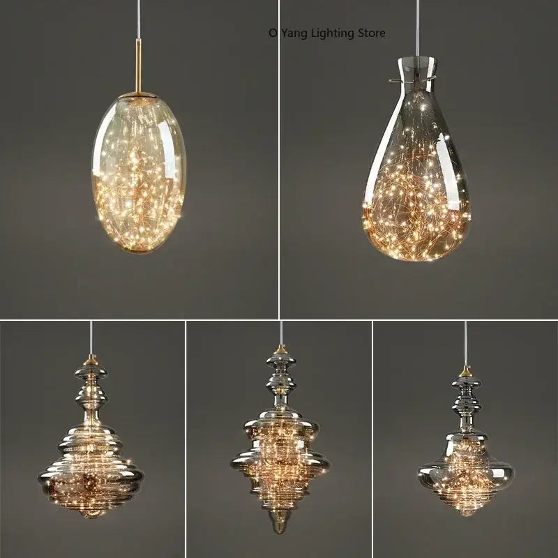 Modern gold tiered crystal pendant light with intricate wireframe and warm illumination for dining room interiors