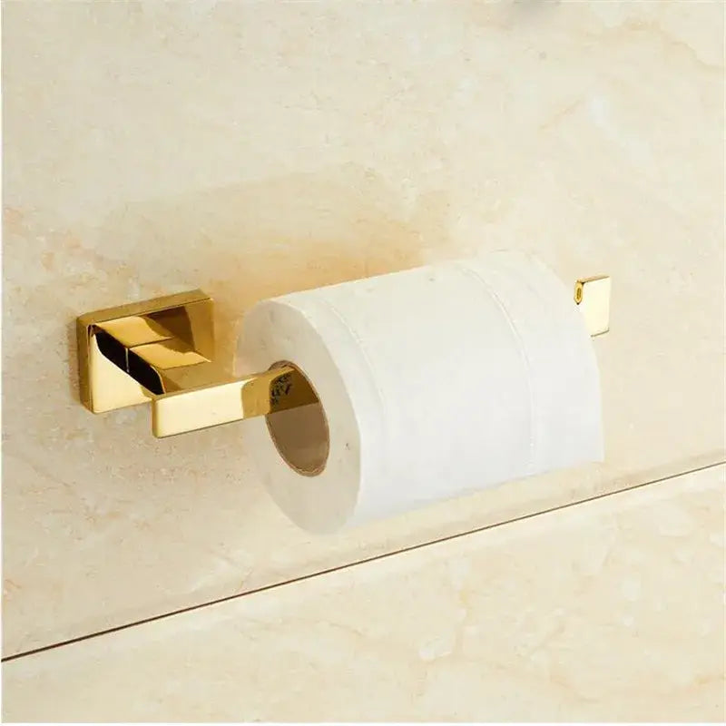 Modern gold towel ranger accessory rack in gold-toned metal with a sleek, modern design for bathroom decorbites decor