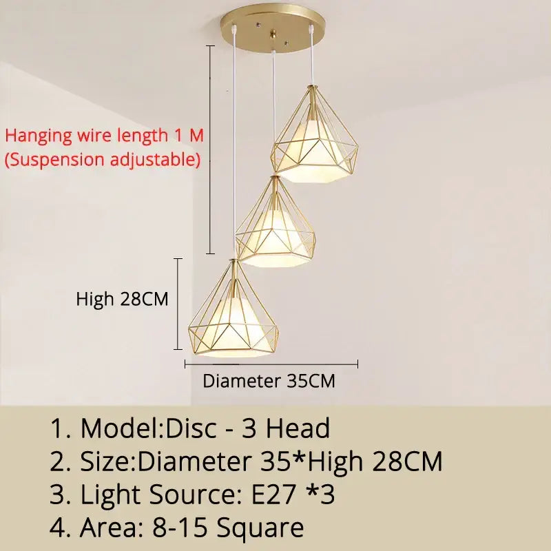 Modern gold triangle pendant lights featuring gold-toned geometric pendant lights with three diamond-shaped shades for dining room decorbites gold triangle fixture