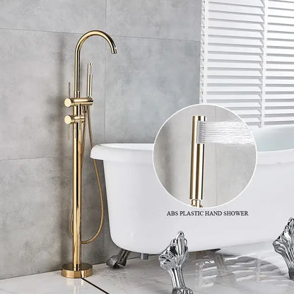 Modern gold tub sink faucet with sleek tall design and abs plastic hand shower for bathroom decorbites gold tub fixture