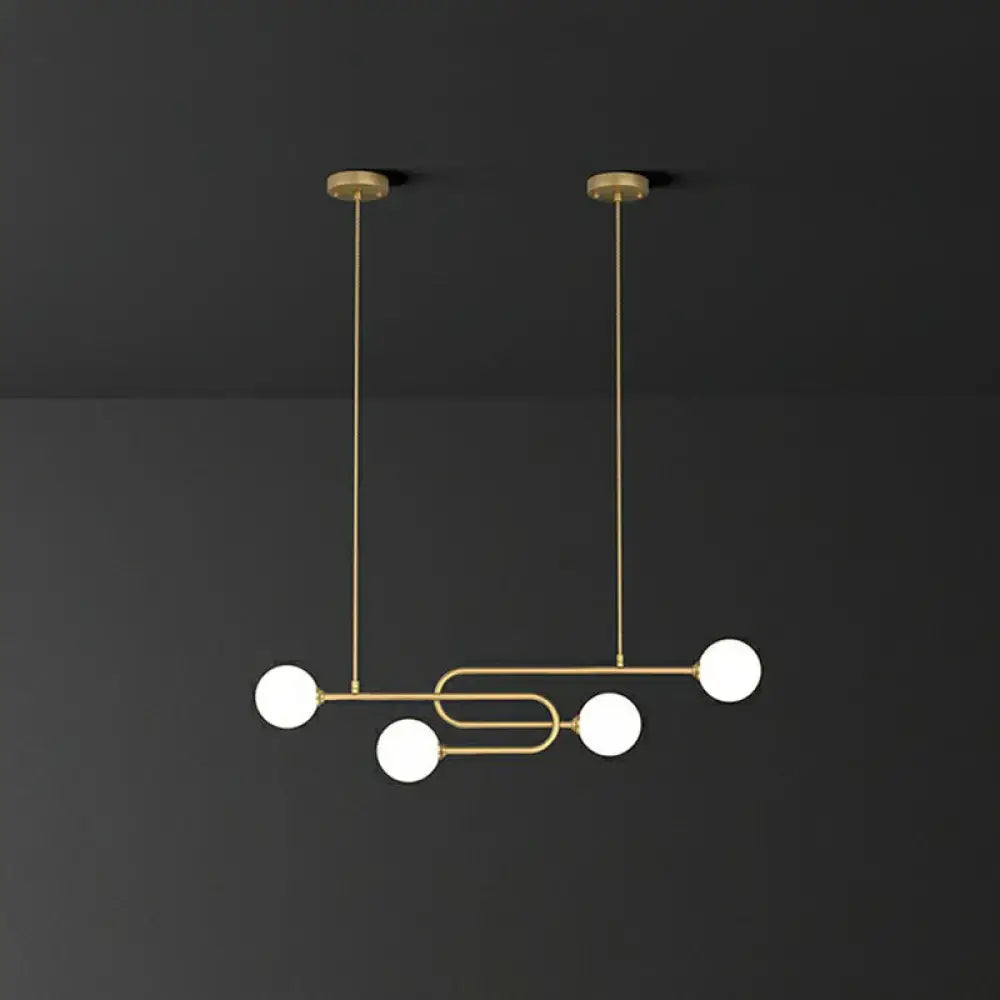 DecorBites minimalist u-shaped gold metal suspension light with glass shade for dining room island 110v-120v 220v-240v