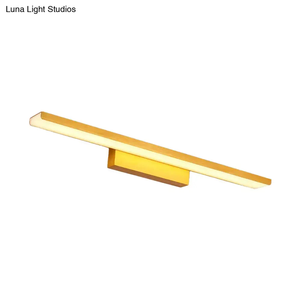 Modern gold wall mounted led vanity light with aluminum slim design and warm white light for bathroom use