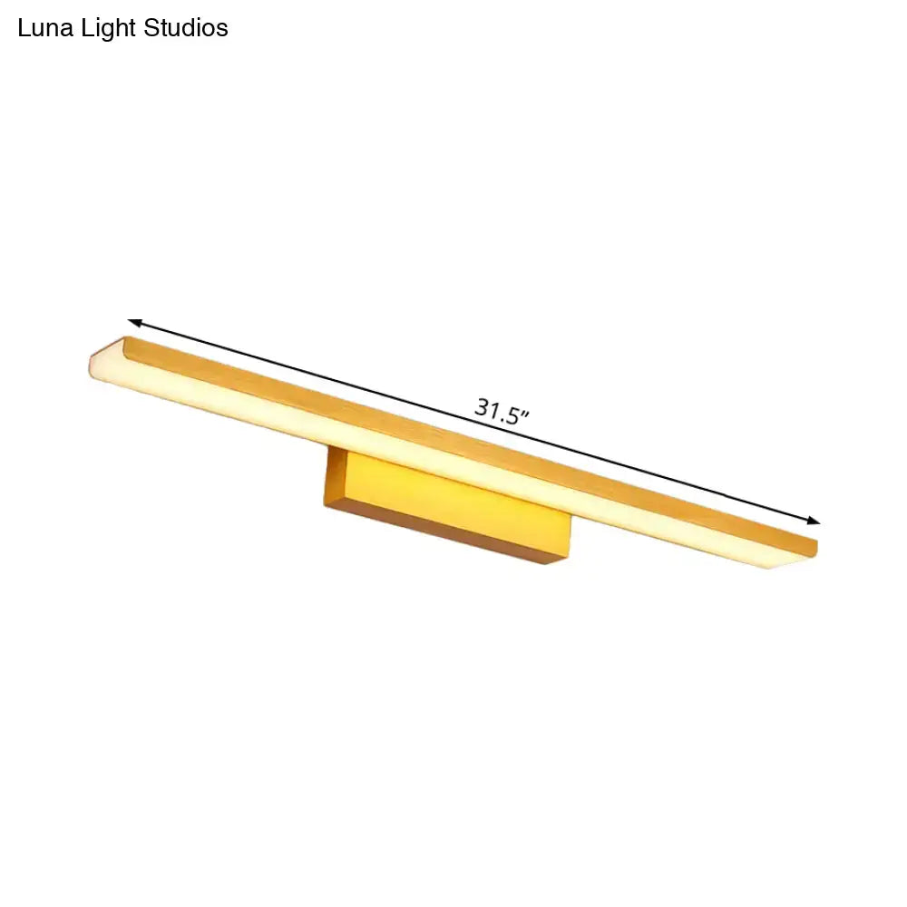 Modern gold wall mounted aluminum slim led vanity light with warm white light and 31.5 inch rectangular design
