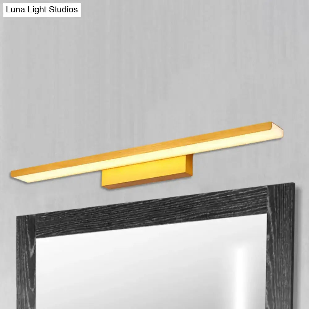 Modern gold wall mounted led vanity light with warm white light aluminum slim rectangular mirror design