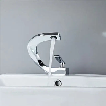 Modern gold waterfall mixer bathroom faucet with chrome finish sleek curved design and single handle control