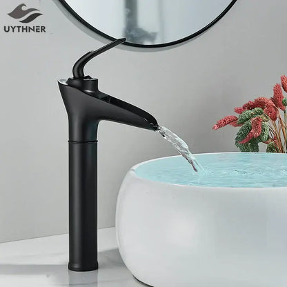 Black matte finish basin faucet with sleek modern design for decorbites gold waterfall wine glass bathroom mixer