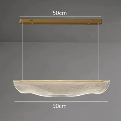 Modern gold wave mesh pendant light with translucent wave-shaped glass shade for dining room decorbites dining room lighting