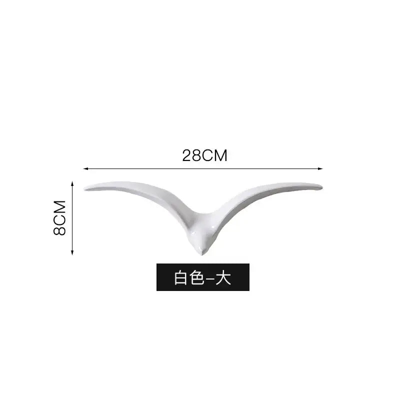 Modern gold and white ceramic bird pendant wall decor 28cm long white ceramic pendant wall for living room