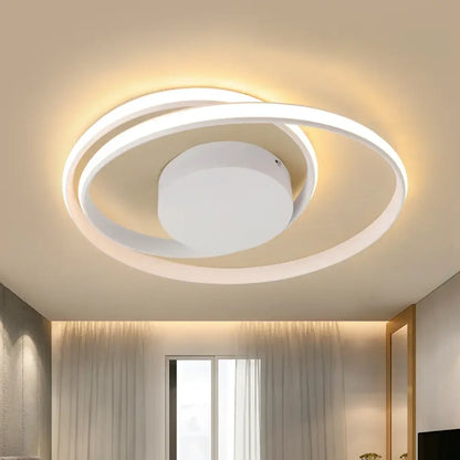 Modern gold and white dimmable led ceiling lamp with circular rings and central diffuser for living room decorbites dimmable led