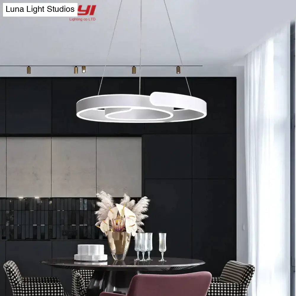 Modern gold and white led pendant lights featuring a sleek minimalist circular design ideal for dining room lighting