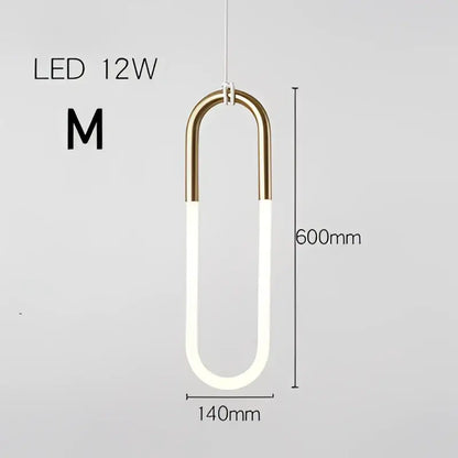 Gold-toned u-shaped pendant light with white led glow 12w size m modern gold pendant lights for living room decor