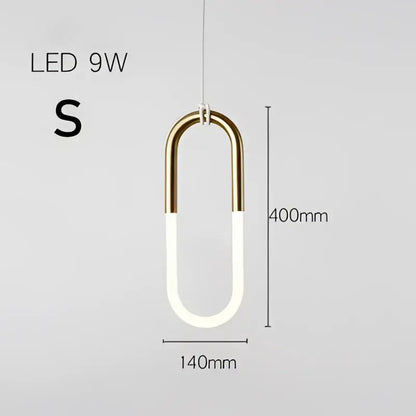 Modern gold and white u-shaped pendant light with led bulb for living room decor featuring decorbites gold pendant design