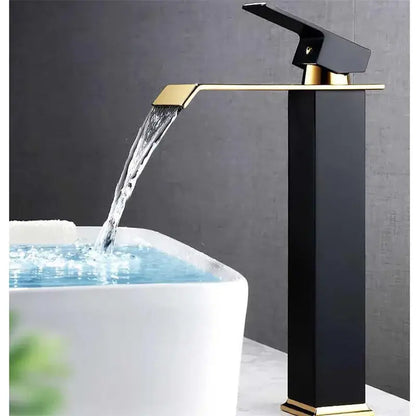Modern black and gold basin faucet with sleek waterfall design for decorbites gold white bathroom sink tap