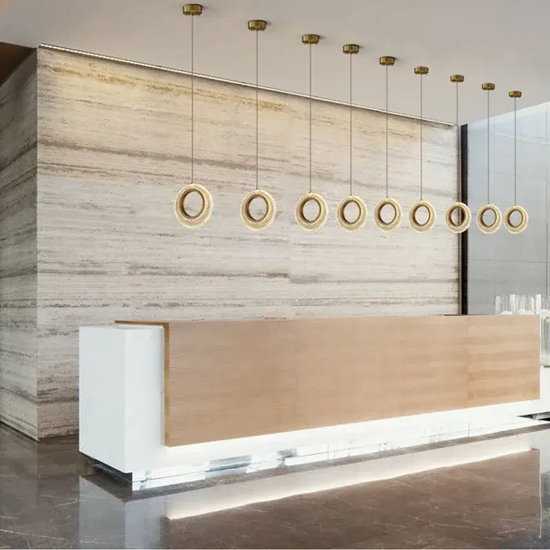 Modern gold woven crystal led chandelier kitchen pendant light with warm golden finish and decorbites crystal led design