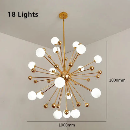Modern golden acrylic molecule chandelier with 18 frosted glass globes in a gold finish for kitchen decorbites golden acrylic