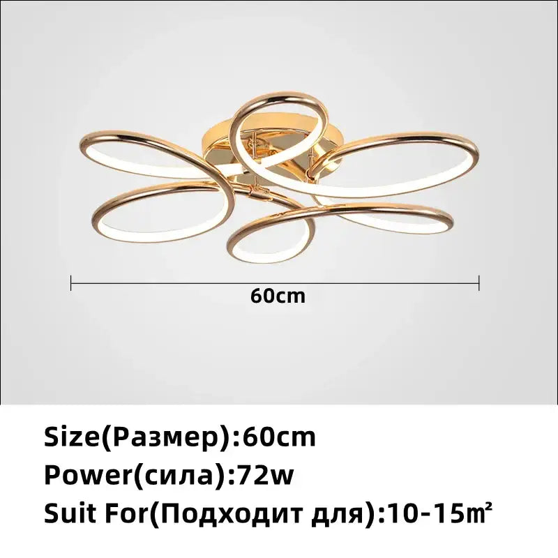 Modern golden aluminum ceiling lights with five interlocking circular rings led design for living room decorbites golden aluminum ceiling
