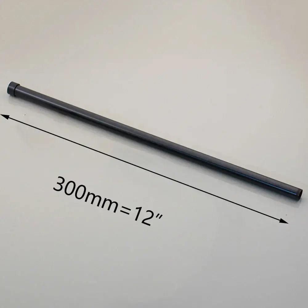 A sleek matte black stainless steel shower arm extension rod from decorbites golden black with smooth capped ends