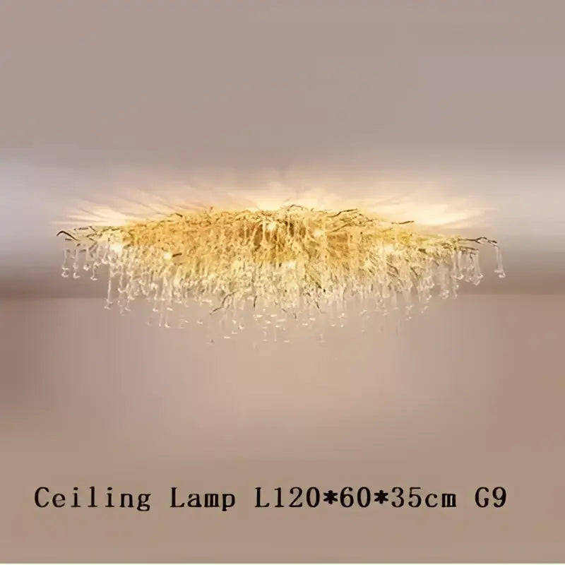 Modern golden branch crystal led chandelier featuring clear dangling crystals for elegant decorbites crystal led decor