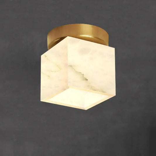 Modern golden brass marble square ceiling lamp with white marble-like body for bedroom decorbites ceiling lamp