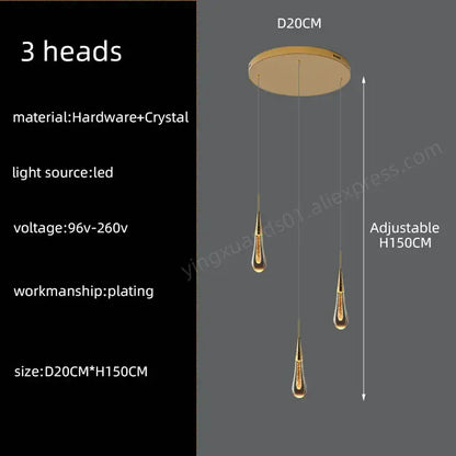 Modern golden crystal pendant chandelier featuring three teardrop lights on circular hardware for living room decorbites crystal pendant