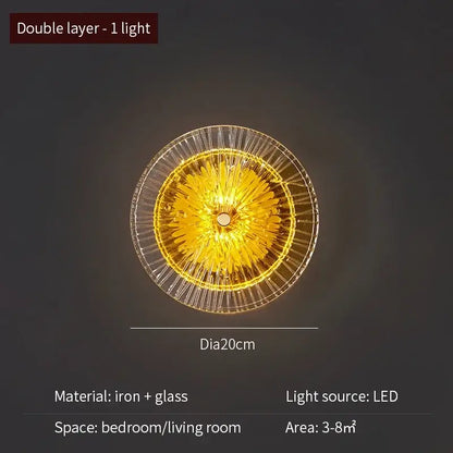 Modern golden crystal wall lamp set of 4 featuring circular double-layered led wall lamp with iron frame emits warm light