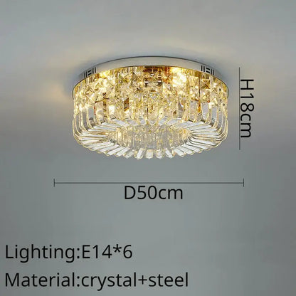 Modern golden decorbites crystal ring ceiling lamp with chrome steel frame and cascading crystal ring led prisms emitting warm light